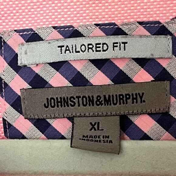 Johnston & Murphy Men's Pink Woven Cotton Tailored Fit Button Down Shirt Mens XL - Picture 4 of 9